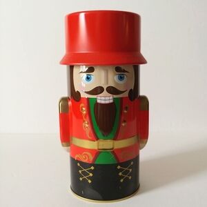 Nutcracker Tin Round Christmas Tin Storage Holiday Decor